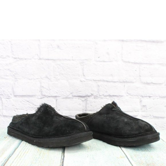 UGG Australia Tasman Black Suede Slip On Shearling Lined Slippers Size 12 - Picture 3 of 10